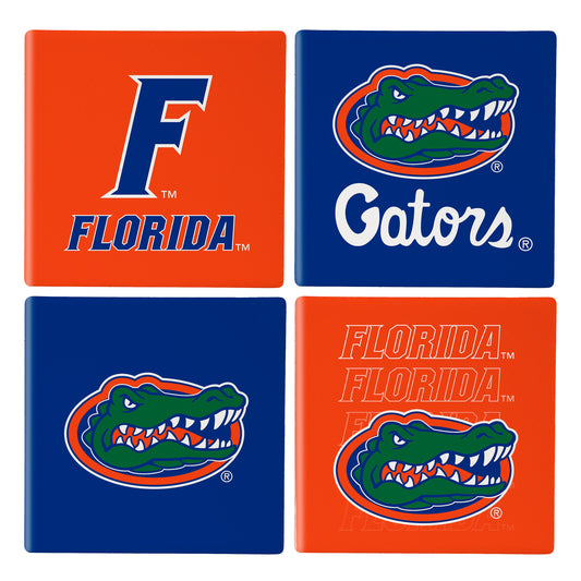 Florida Gators Coaster Set 4 Piece with Wood Caddy