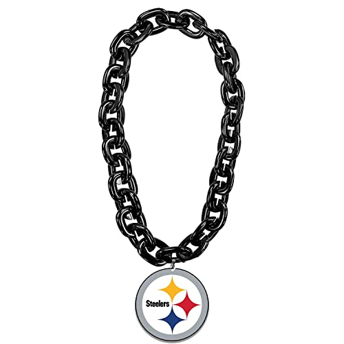 Pittsburgh Steelers Necklace Fan Chain Black Round Logo - Special Order