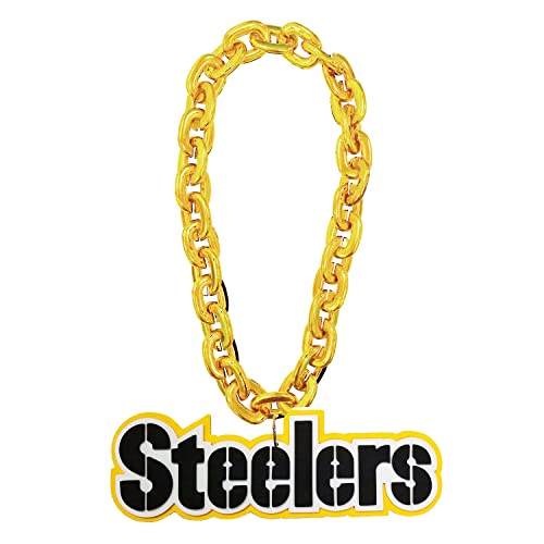 Pittsburgh Steelers Necklace Fan Chain Gold Wordmark - Special Order