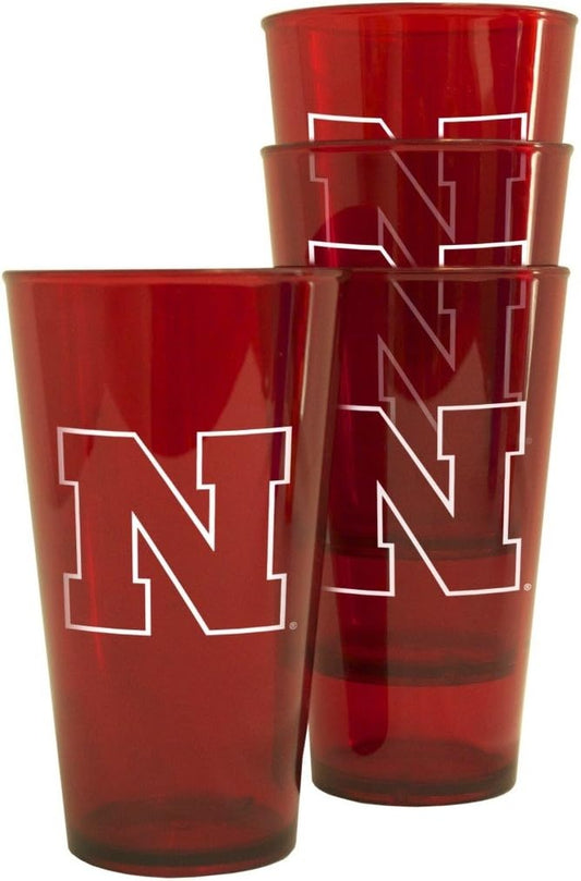 Nebraska Cornhuskers Glass 16oz Pint Plastic 4 Pack
