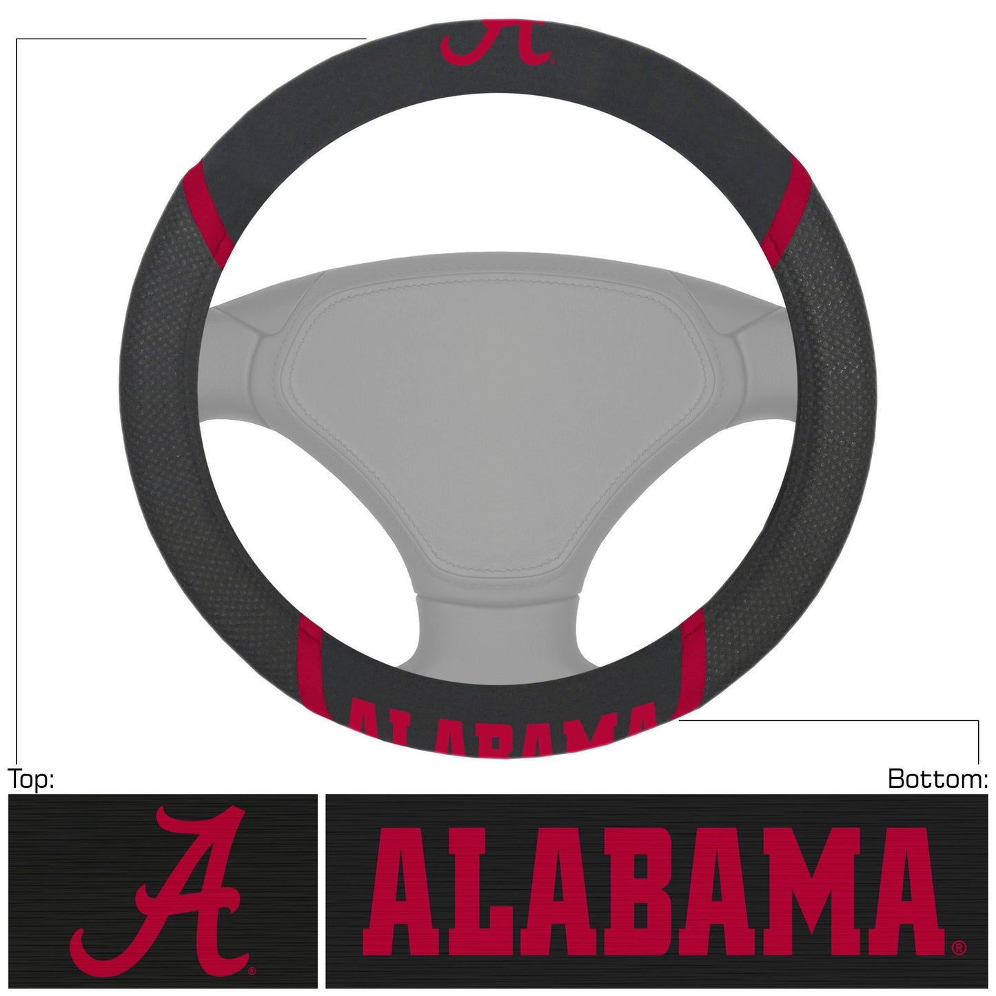 Alabama Crimson Tide Steering Wheel Cover Mesh/Stitched