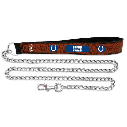 Indianapolis Colts Pet Leash Leather Chain Football Size Medium