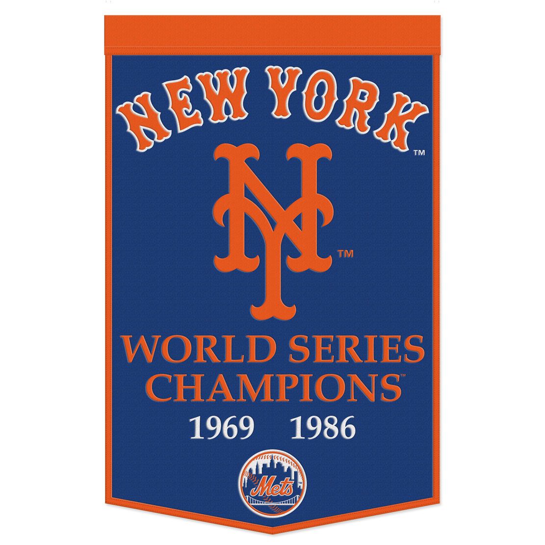 New York Mets Banner Wool 24x38 Dynasty Champ Design - Special Order