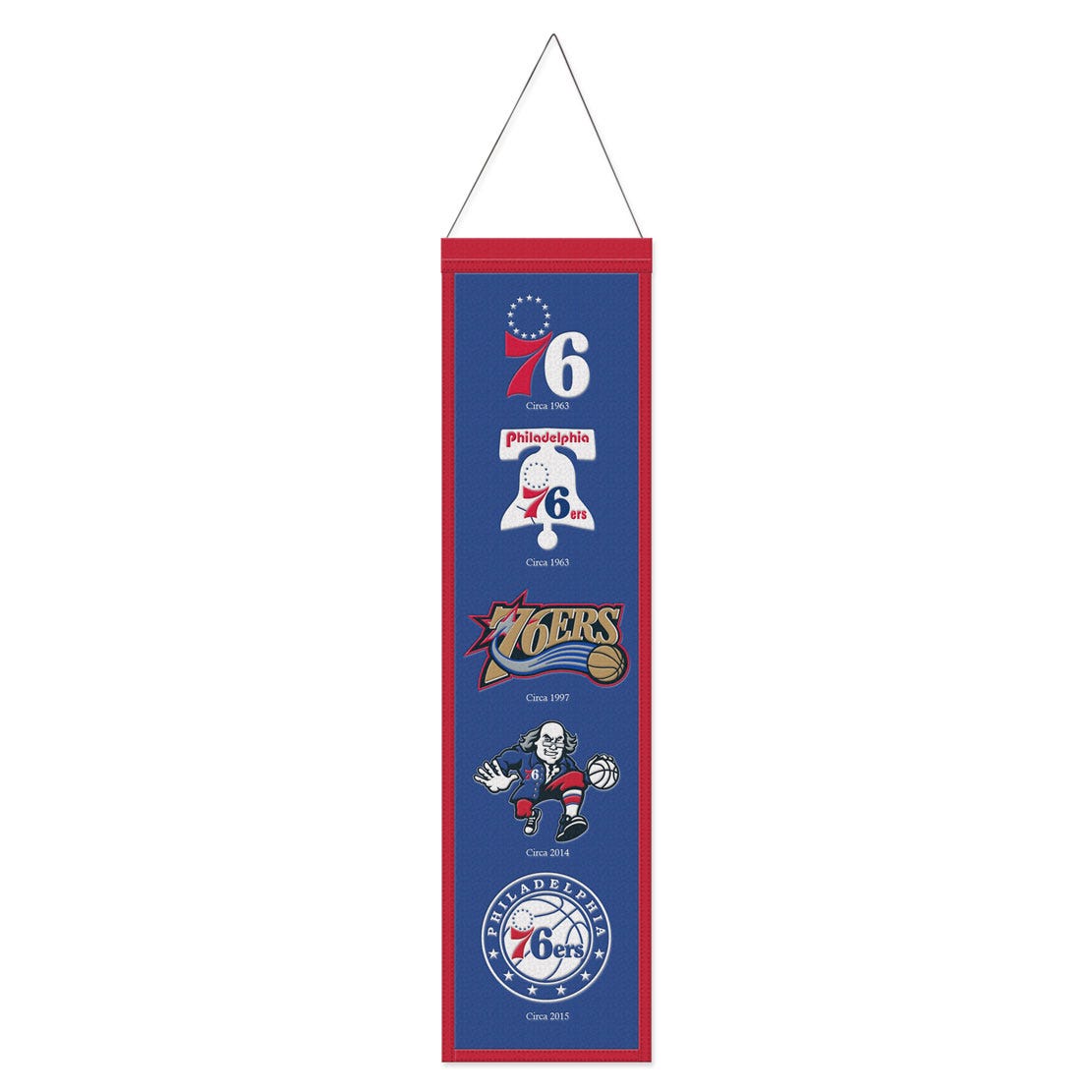 Philadelphia 76ers Banner Wool 8x32 Heritage Evolution Design - Special Order