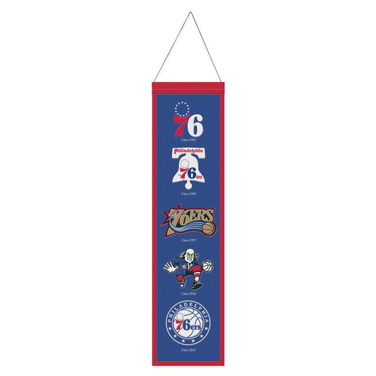 Philadelphia 76ers Banner Wool 8x32 Heritage Evolution Design - Special Order