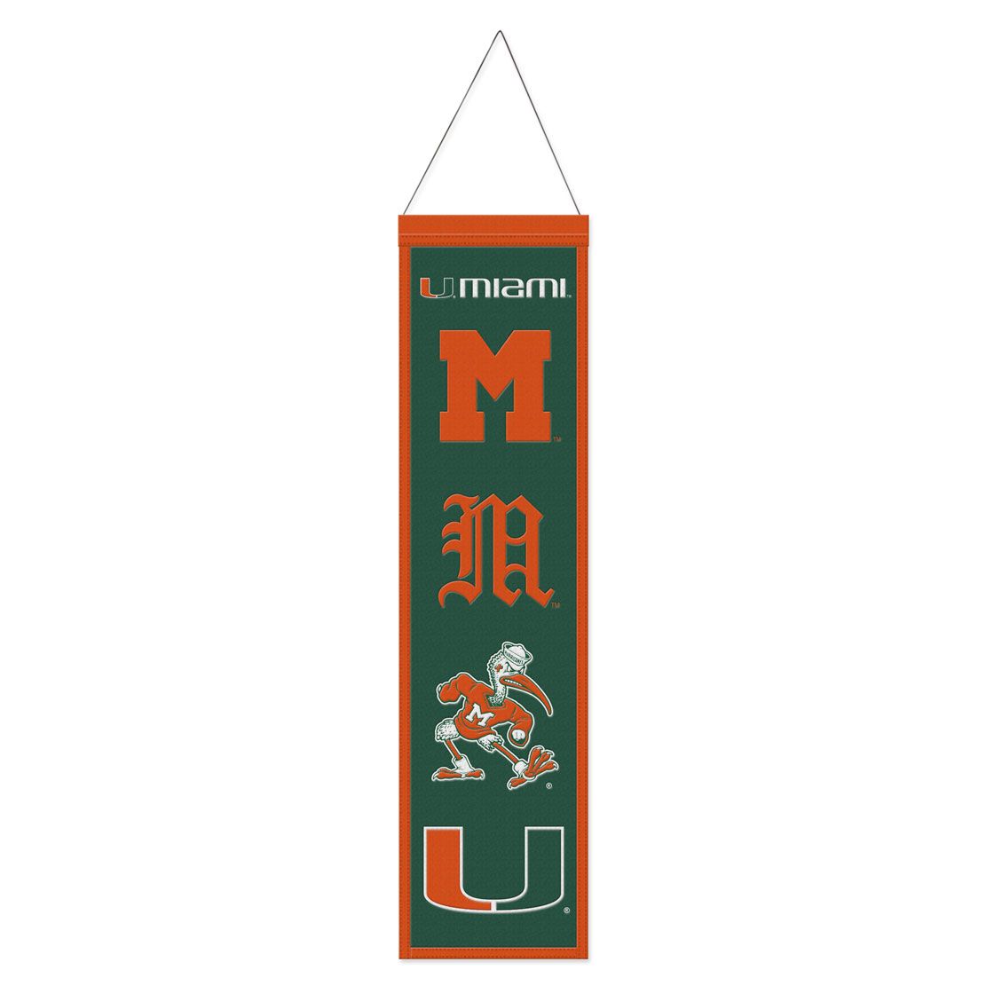 Miami Hurricanes Banner Wool 8x32 Heritage Evolution Design
