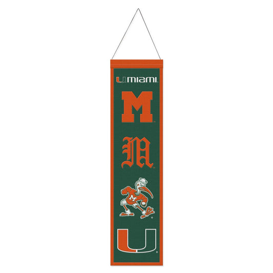 Miami Hurricanes Banner Wool 8x32 Heritage Evolution Design