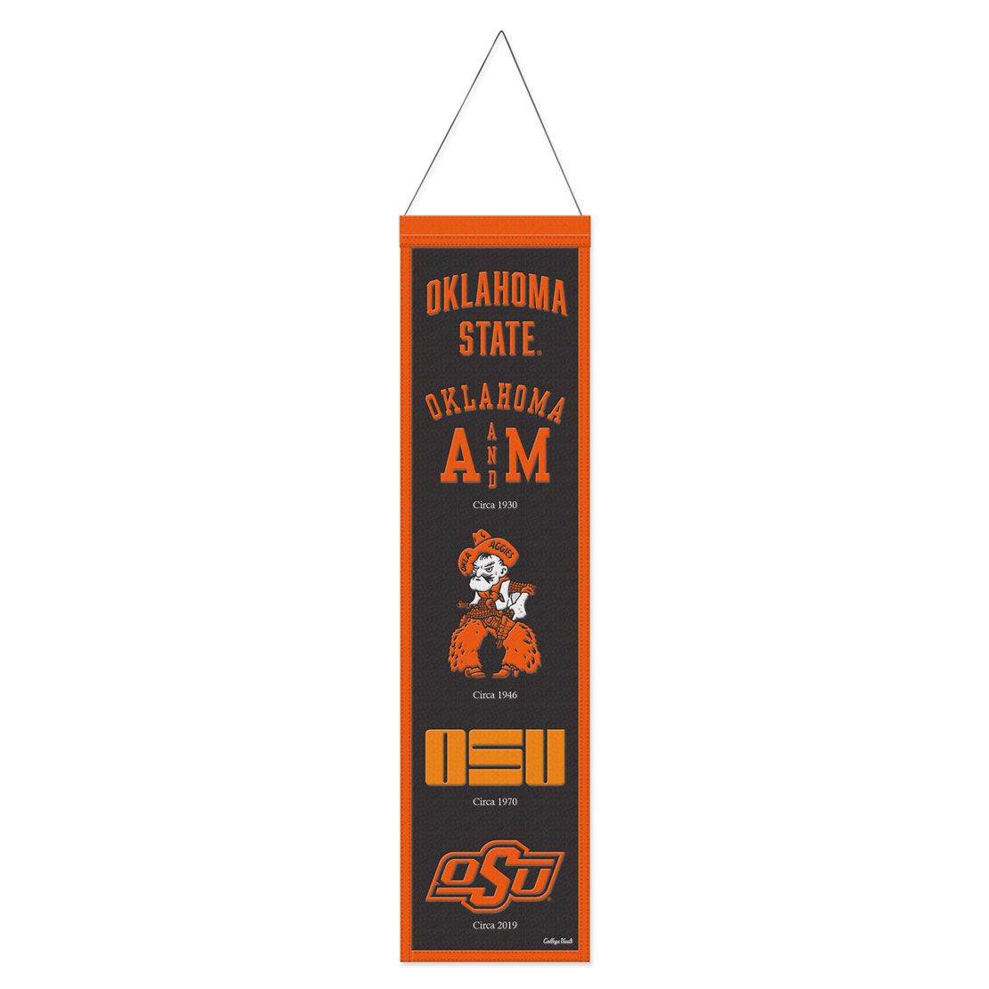 Oklahoma State Cowboys Banner Wool 8x32 Heritage Evolution Design