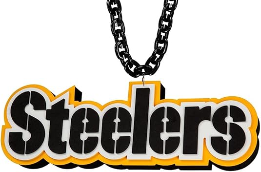 Pittsburgh Steelers Necklace Super Fan Chain Black Wordmark - Special Order