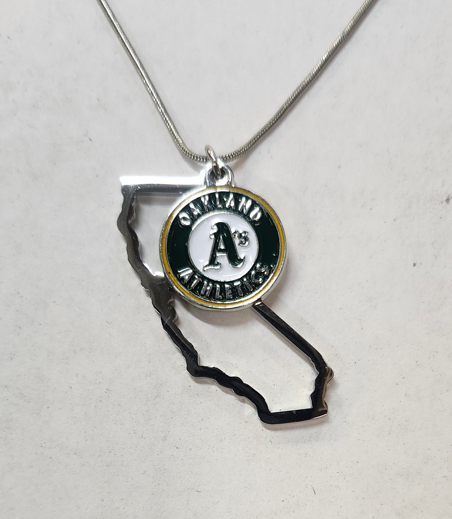 Oakland Athletics Necklace Chain with State Shape Charm CO