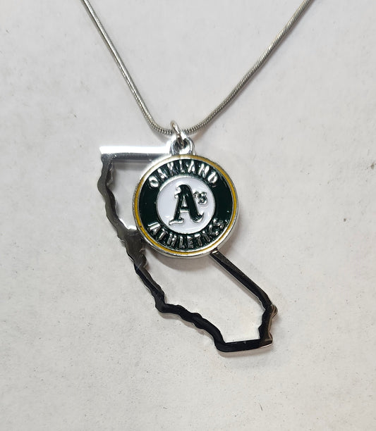 Oakland Athletics Necklace Chain with State Shape Charm CO