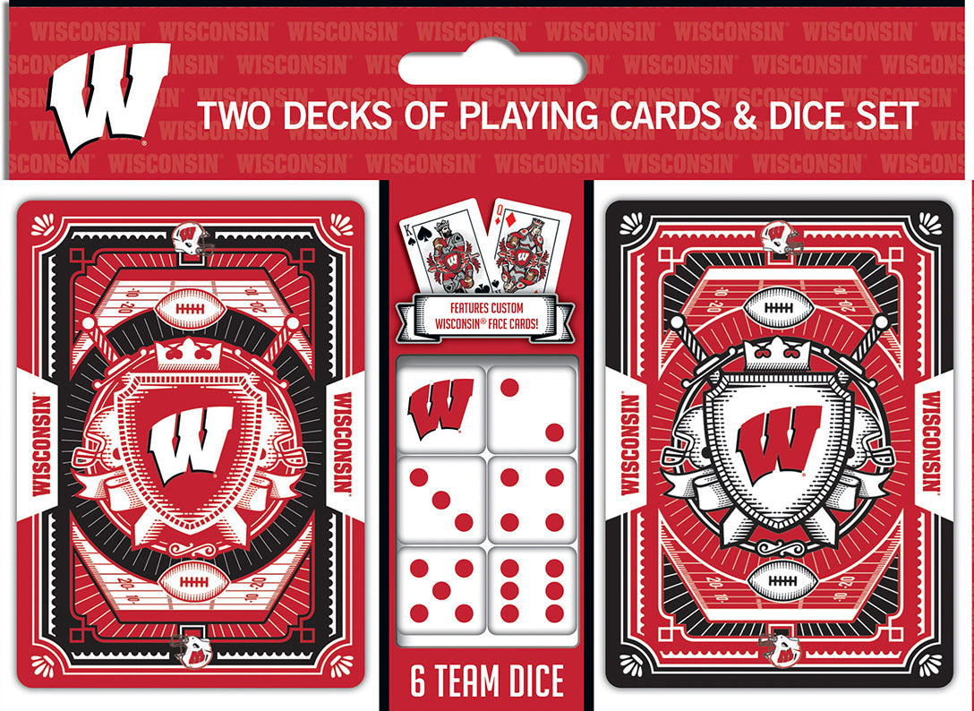 Wisconsin Badgers Playing Cards and Dice Set - Special Order