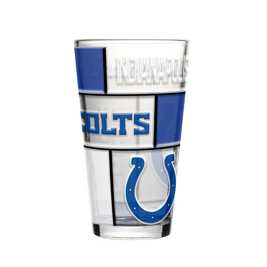Indianapolis Colts Pint Glass 16oz Quilted Stained Boxed