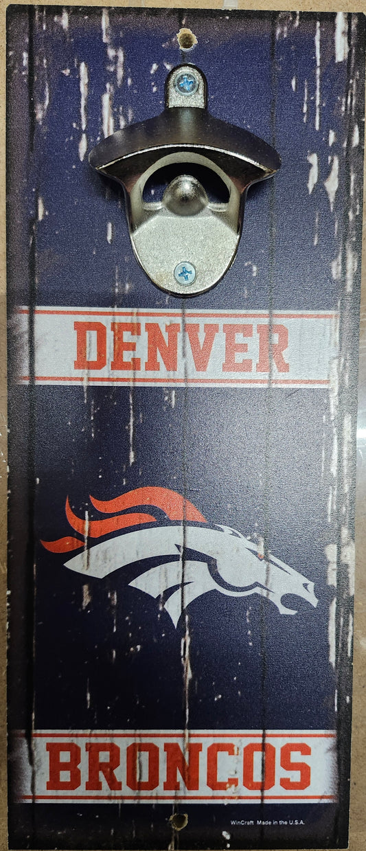 Denver Broncos Sign Wood 5x11 Bottle Opener Alternate