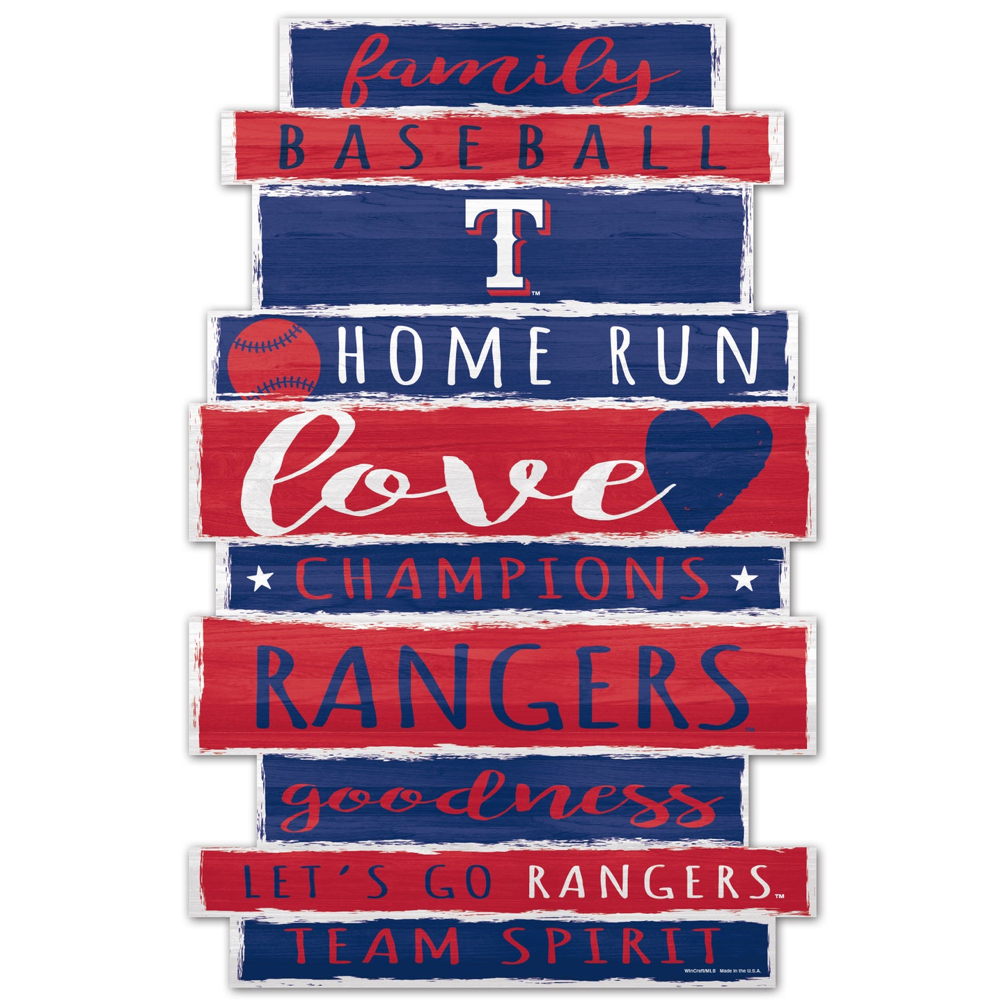 Texas Rangers Sign 11x17 Wood Family Word