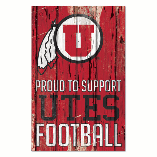 Utah Utes Sign 11x17 Wood Proud to Support Design