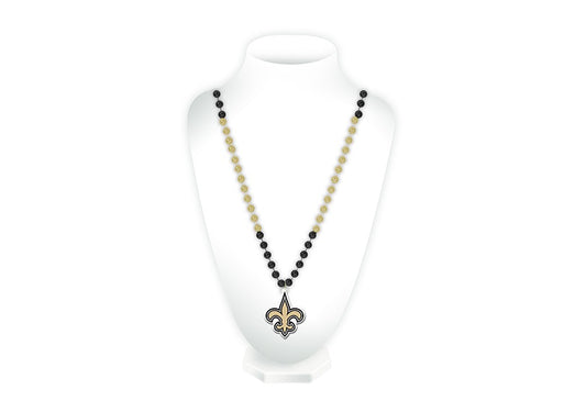 New Orleans Saints Beads with Medallion Mardi Gras Style