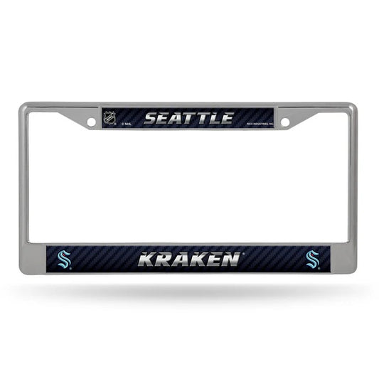 Seattle Kraken License Plate Frame Chrome Printed Insert
