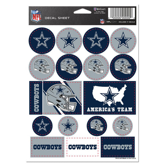 Dallas Cowboys Decal Sheet 5x7 Vinyl