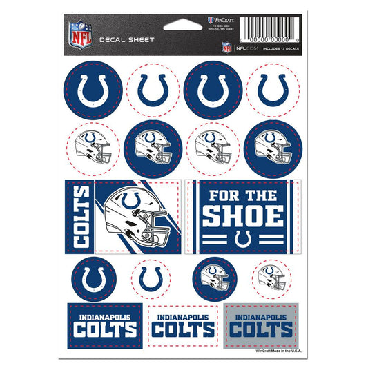 Indianapolis Colts Decal Sheet 5x7 Vinyl