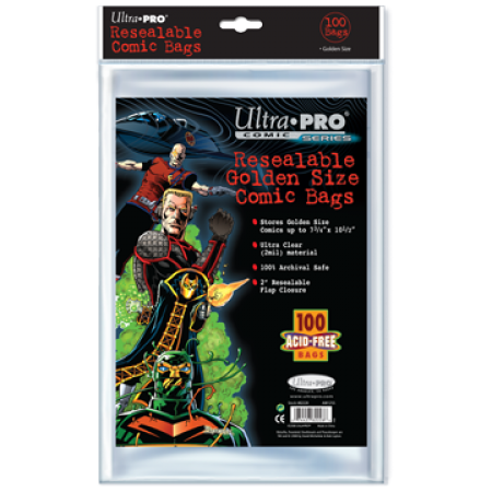 Comic Bags - Golden Size - Resealable (100 per pack) - Special Order