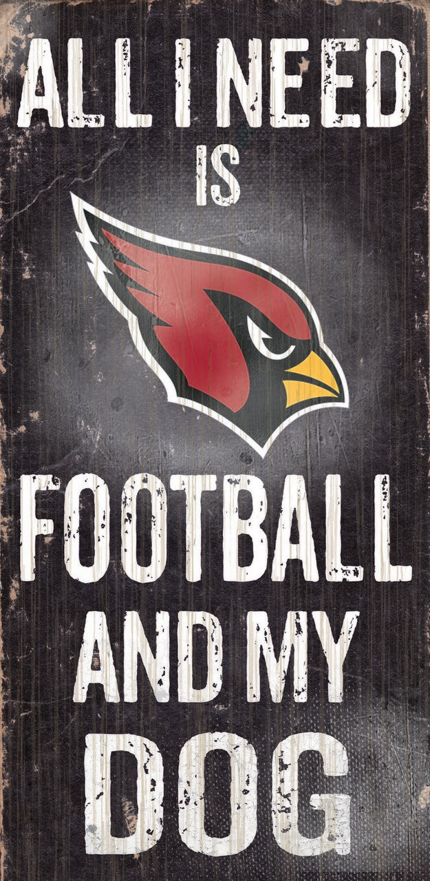 Arizona Cardinals Wood Sign - Football and Dog 6"x12"