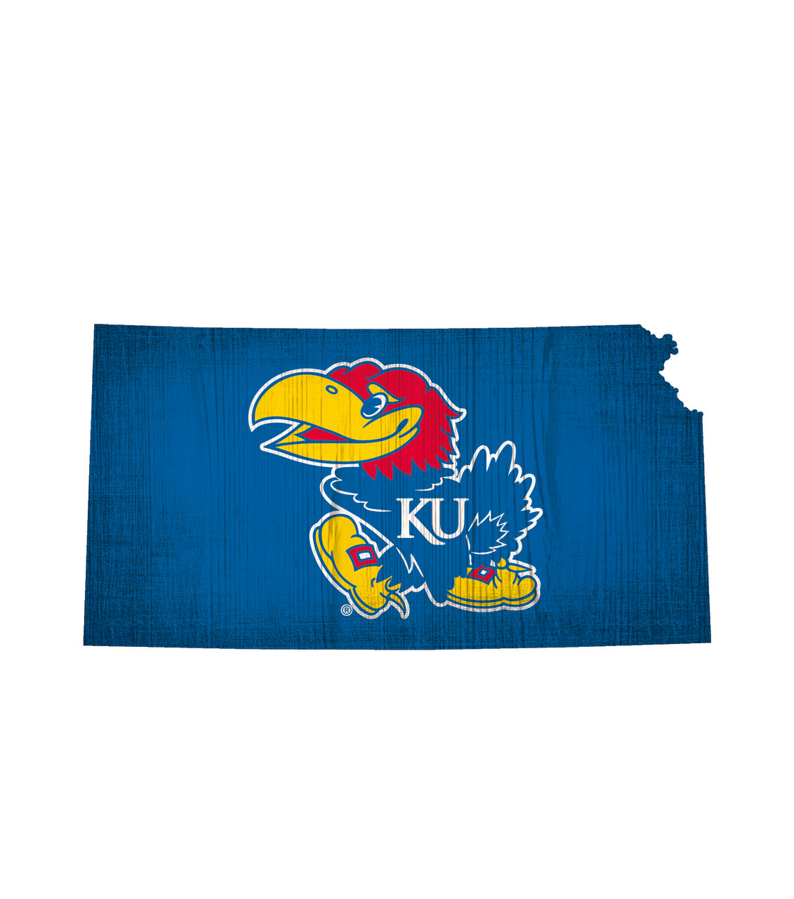 Kansas Jayhawks Sign Wood 12 Inch Team Color State Shape Design
