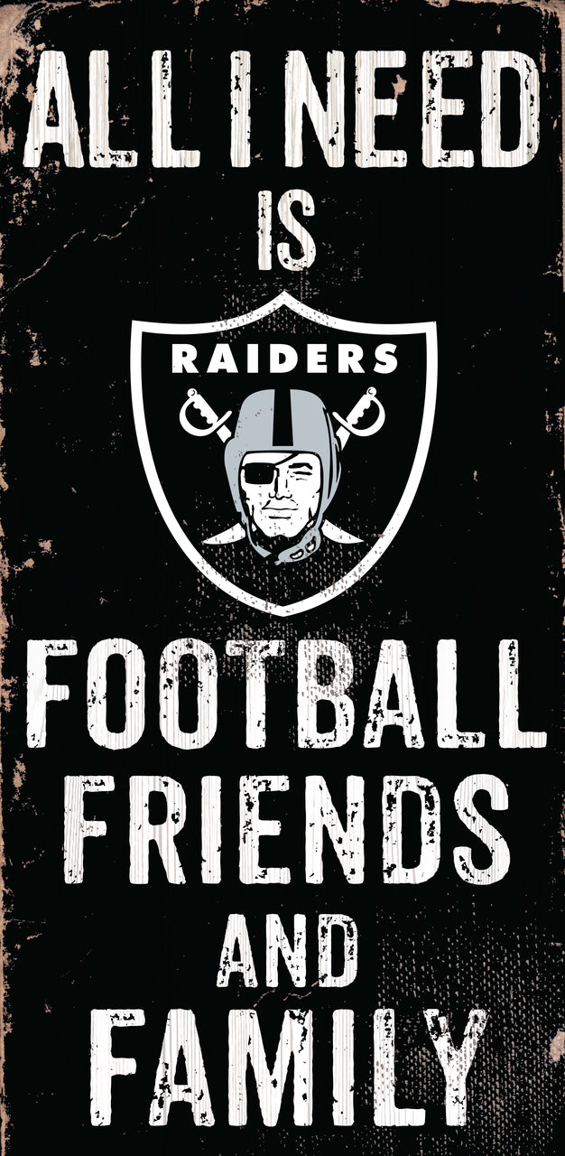 Las Vegas Raiders Sign Wood 6x12 Football Friends and Family Design Color
