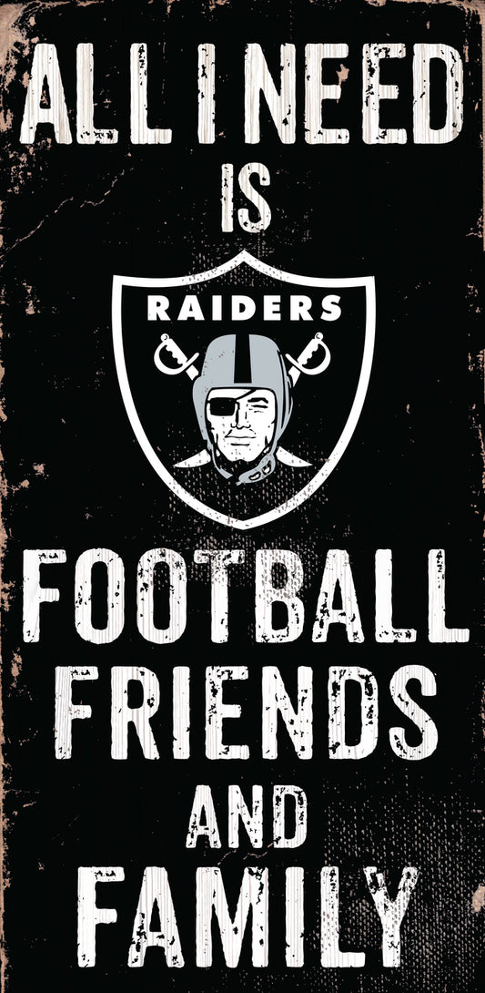 Las Vegas Raiders Sign Wood 6x12 Football Friends and Family Design Color