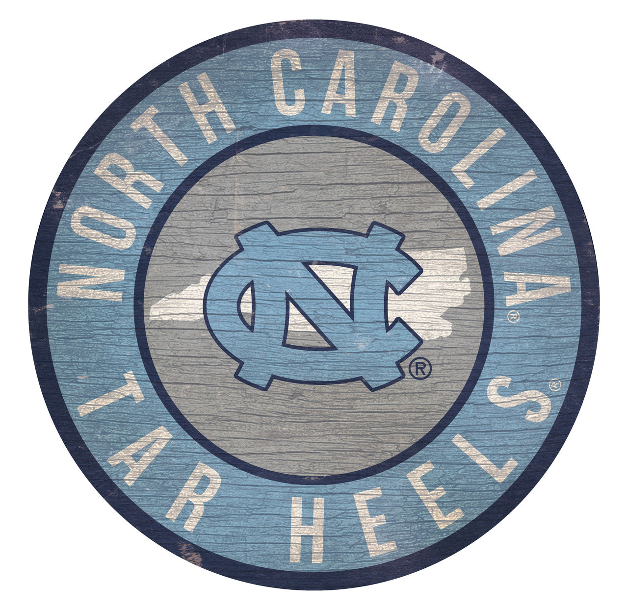 North Carolina Tar Heels Sign Wood 12 Inch Round State Design - Special Order