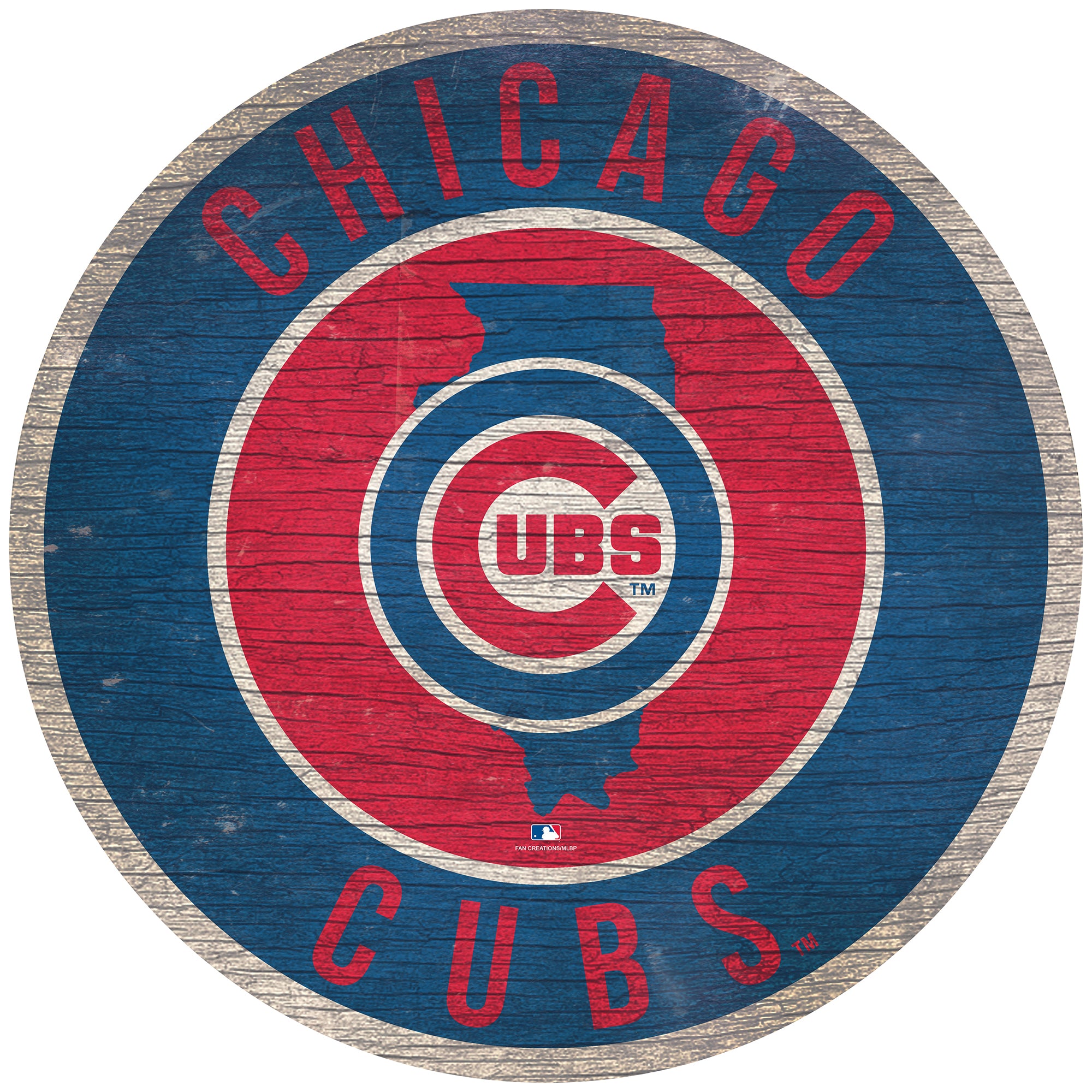 Chicago Cubs Sign Wood 12 Inch Round State Design – Radical Retro & Rags