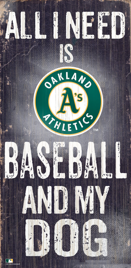 Oakland Athletics Sign Wood 6x12 Baseball and Dog Design Special Order