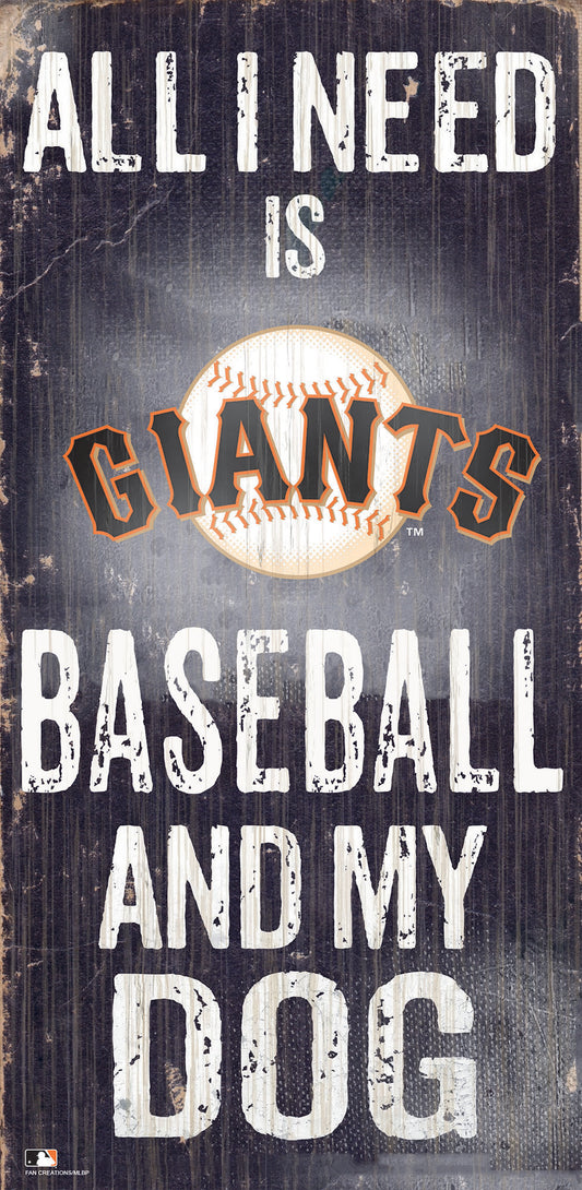 San Francisco Giants Sign Wood 6x12 Baseball and Dog Design