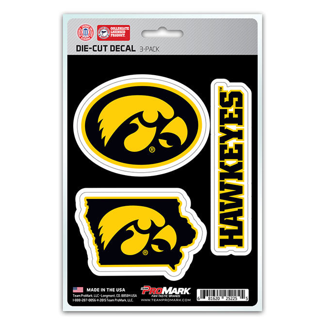 Iowa Hawkeyes Decal Die Cut Team 3 Pack