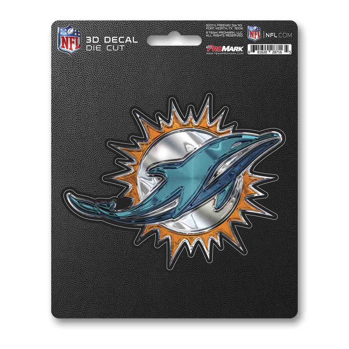 Miami Dolphins Decal 5x8 Die Cut 3D Logo Design