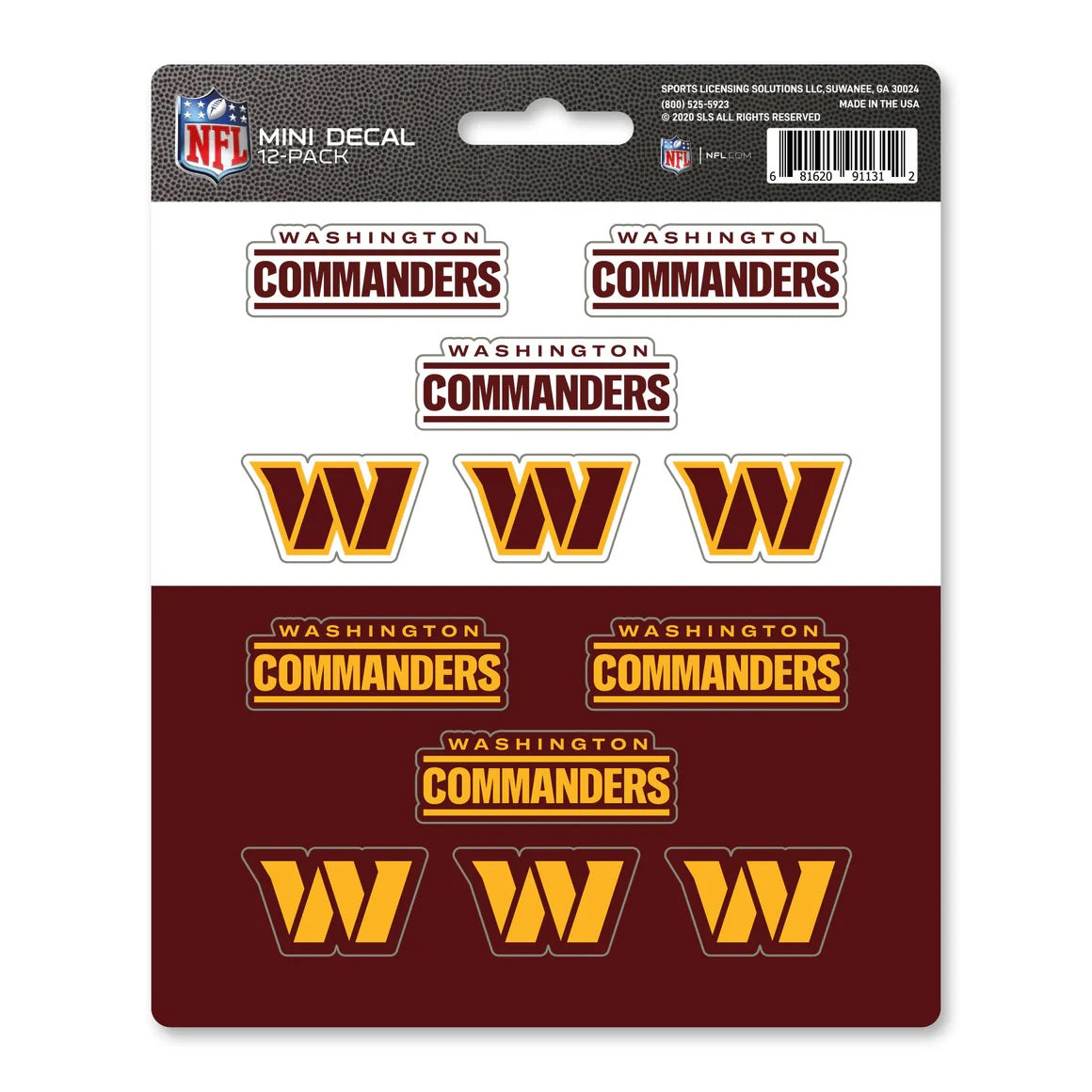 Washington Commanders Decal Set Mini 12 Pack