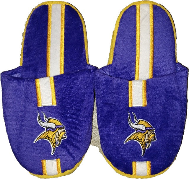 Minnesota Vikings Slipper - Youth 8-16 Size 1-2 Stripe - (1 Pair) - L
