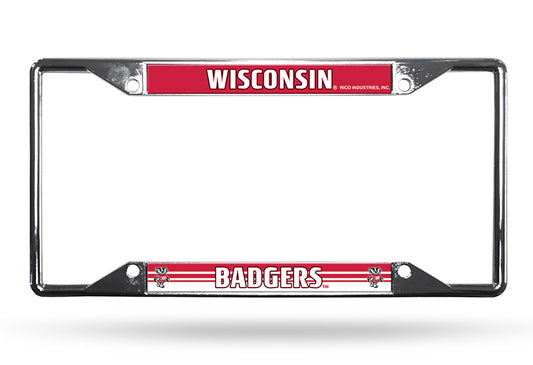 Wisconsin Badgers License Plate Frame Chrome EZ View - Special Order