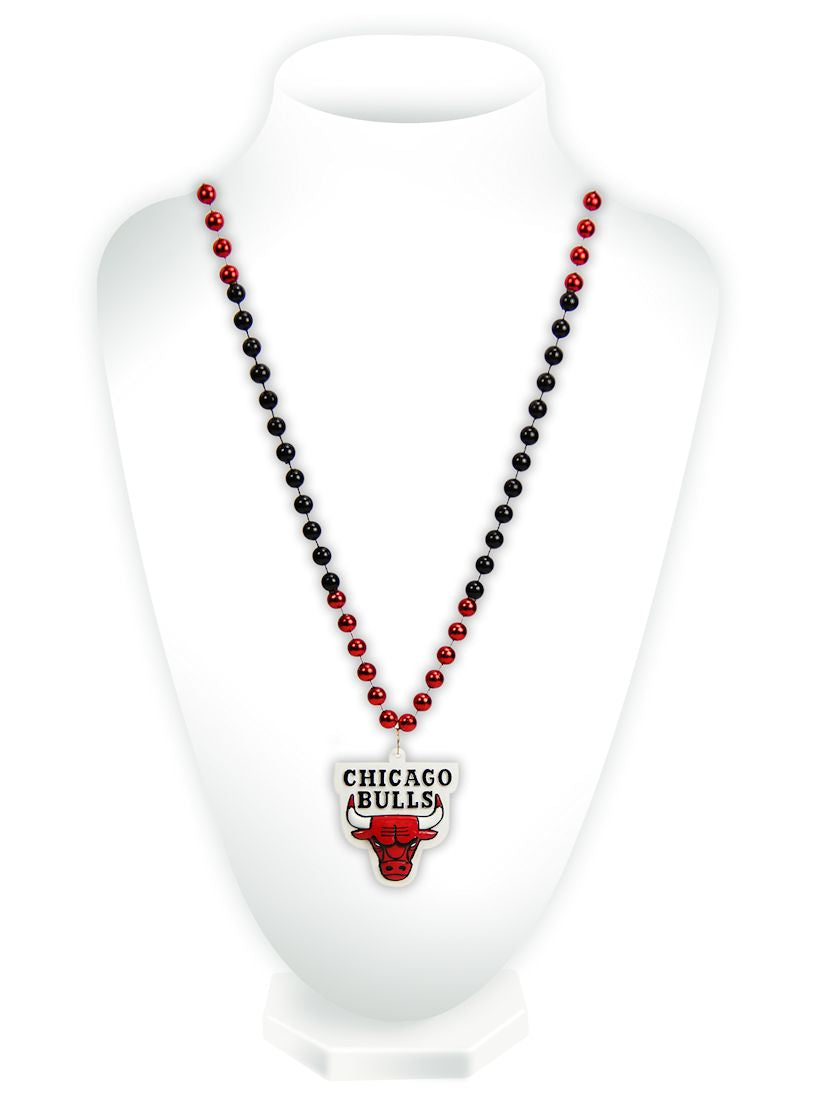 Chicago Bulls Beads with Medallion Mardi Gras Style - Special Order