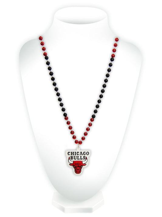 Chicago Bulls Beads with Medallion Mardi Gras Style - Special Order