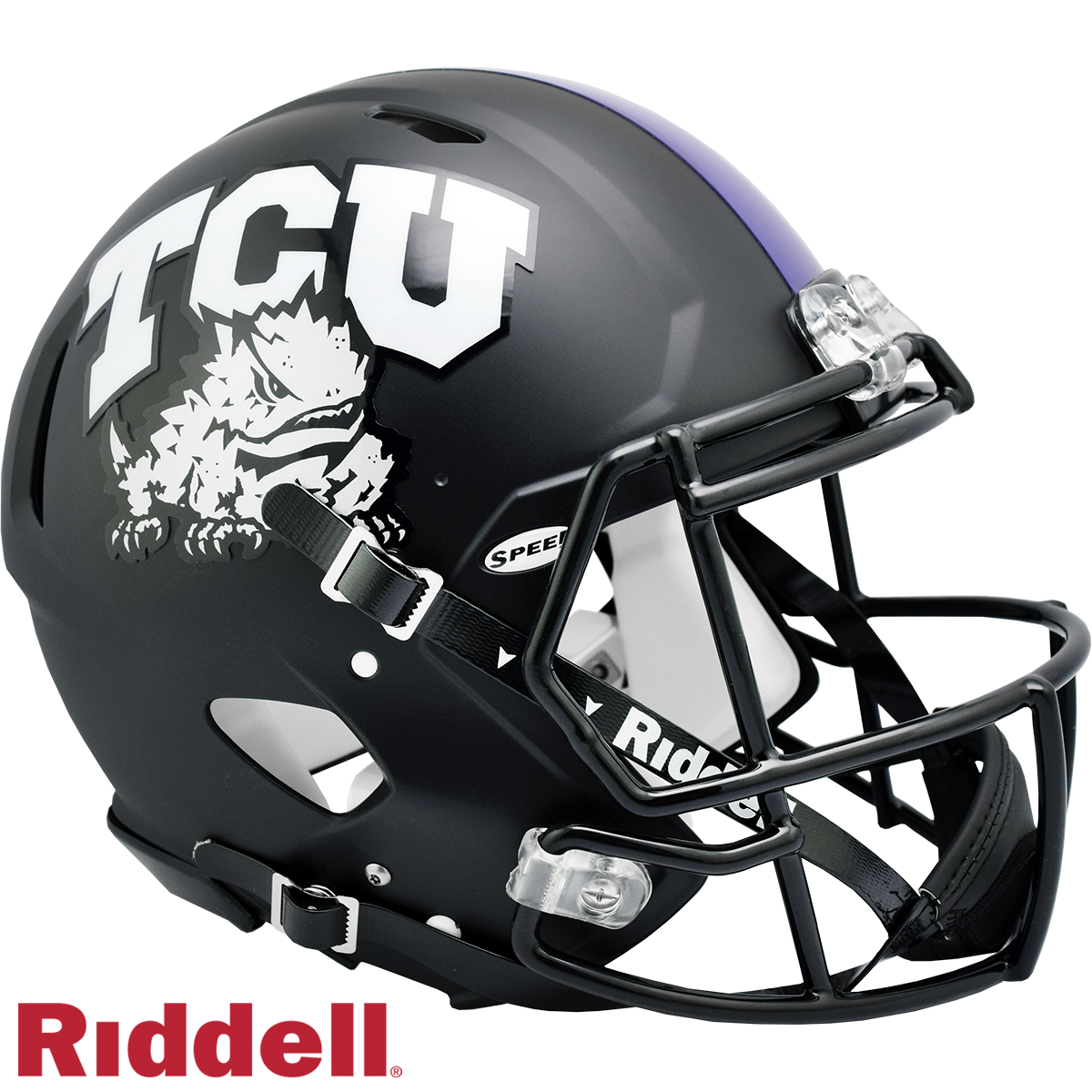 TCU Horned Frogs Helmet Riddell Authentic Full Size Speed Style Matte Black - Special Order