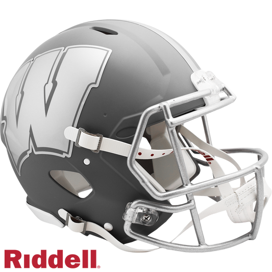 Wisconsin Badgers Helmet Riddell Authentic Full Size Speed Style Slate Alternate