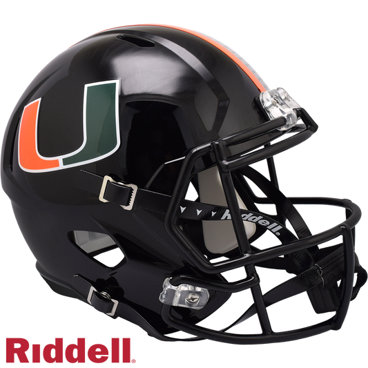 Miami Hurricanes Helmet Riddell Replica Full Size Speed Style Black - Special Order
