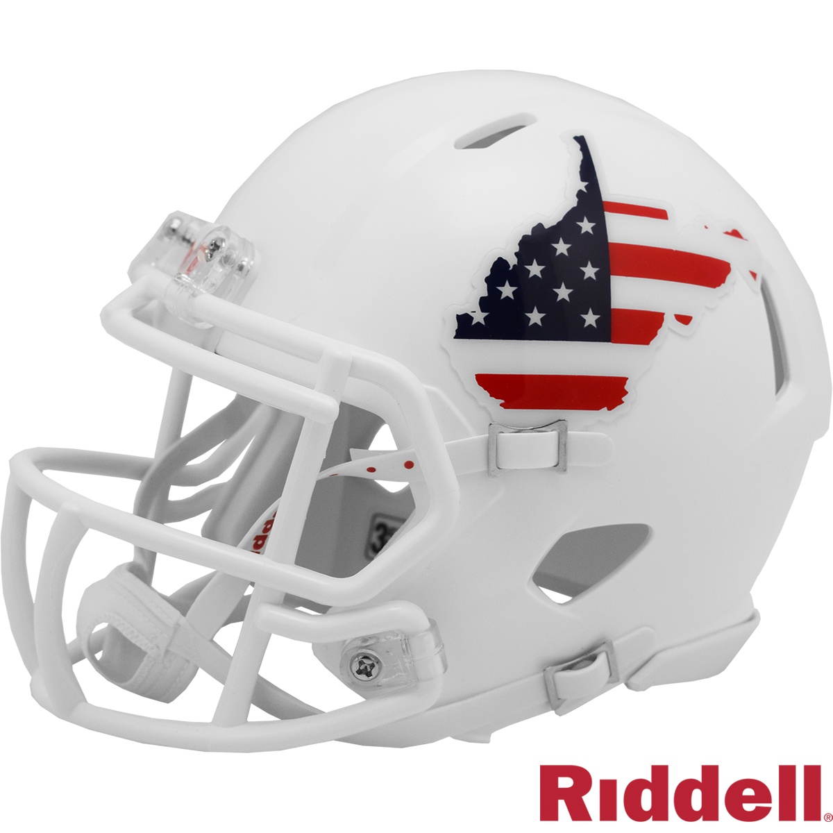 West Virginia Mountaineers Helmet Riddell Replica Mini Speed Style Stars and Strips