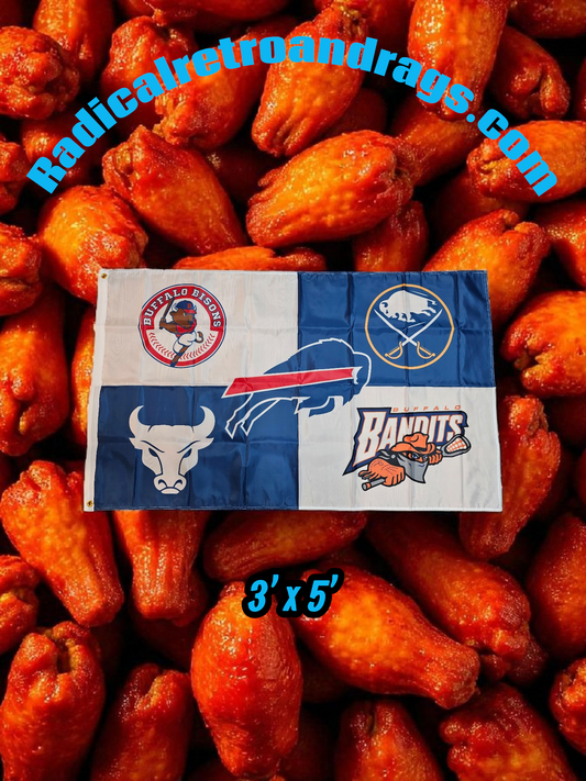 Buffalo Sports Flag 3'x5' NEW Free Shipping Buffalo Bills, Sabres, Bulls, Bandits & Bisons