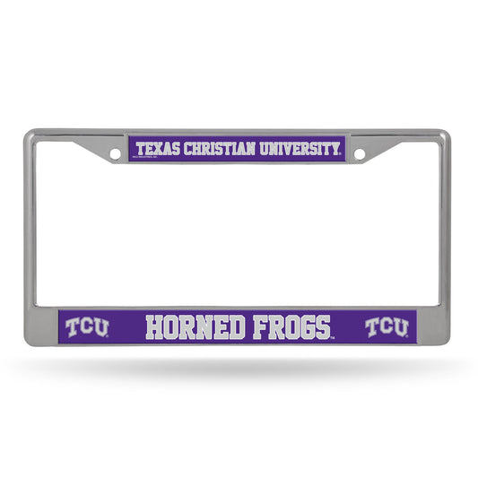 TCU Horned Frogs License Plate Frame Chrome Printed Insert Special Order