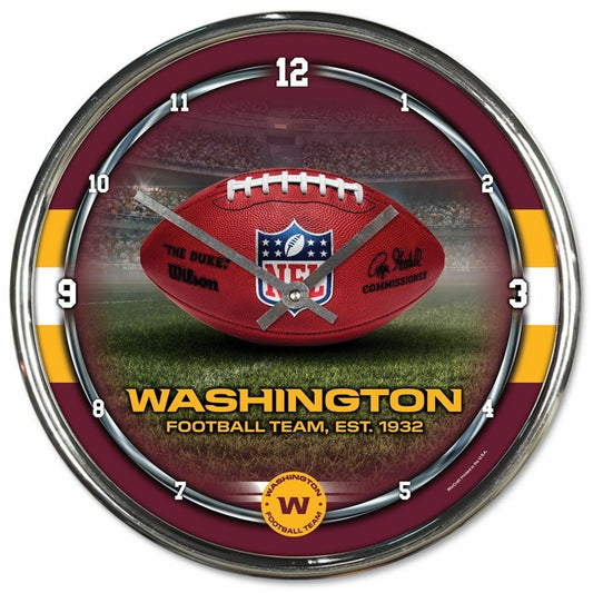 Washington Football Team Clock Round Wall Style Chrome Periodic Restock