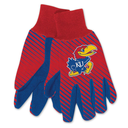 Kansas Jayhawks Gloves Two Tone Style Adult Size