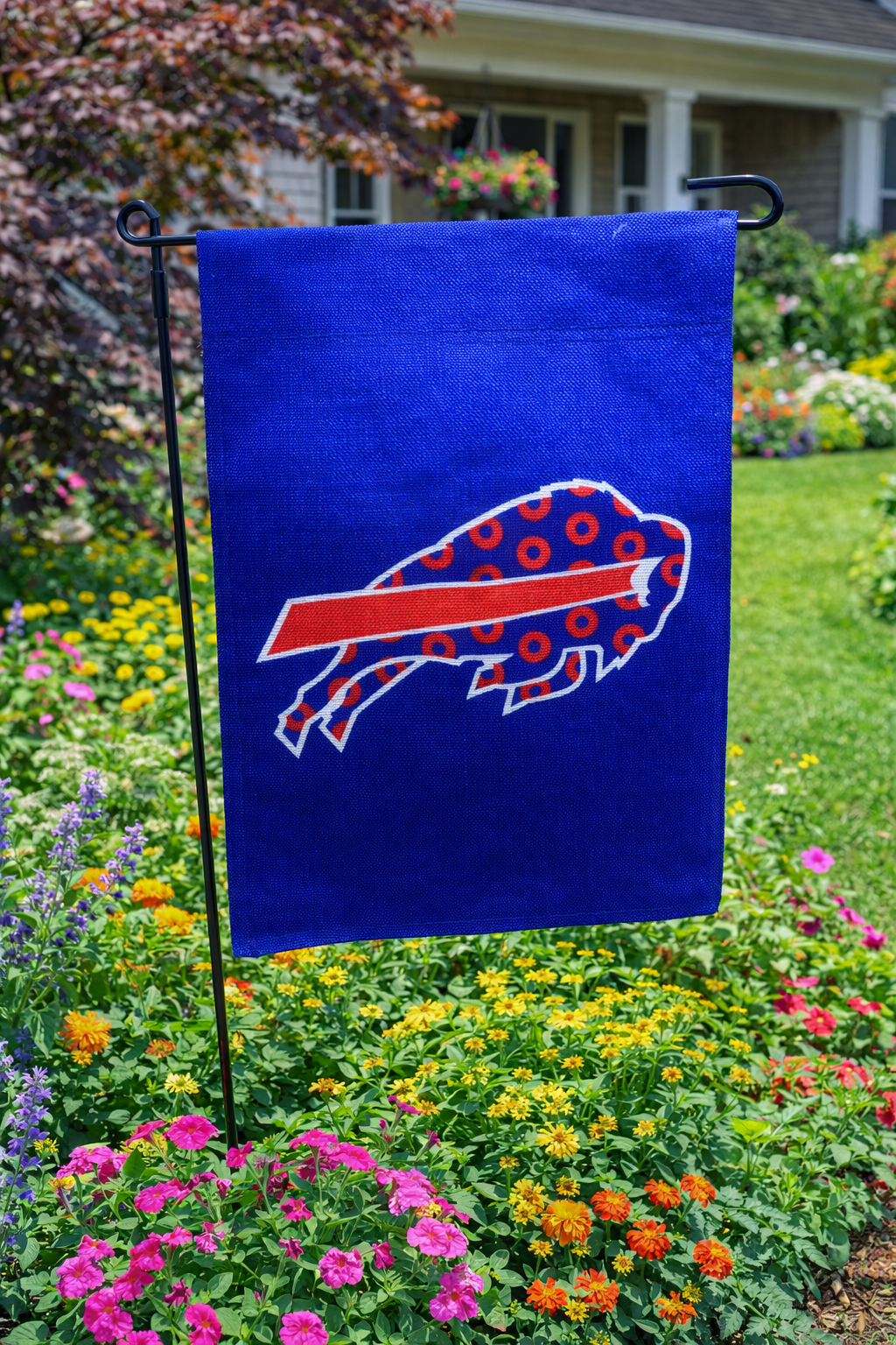 Buffalo Bills Phish Donuts Garden Flag 11.5 X 17.5 New Double Sided Flag only
