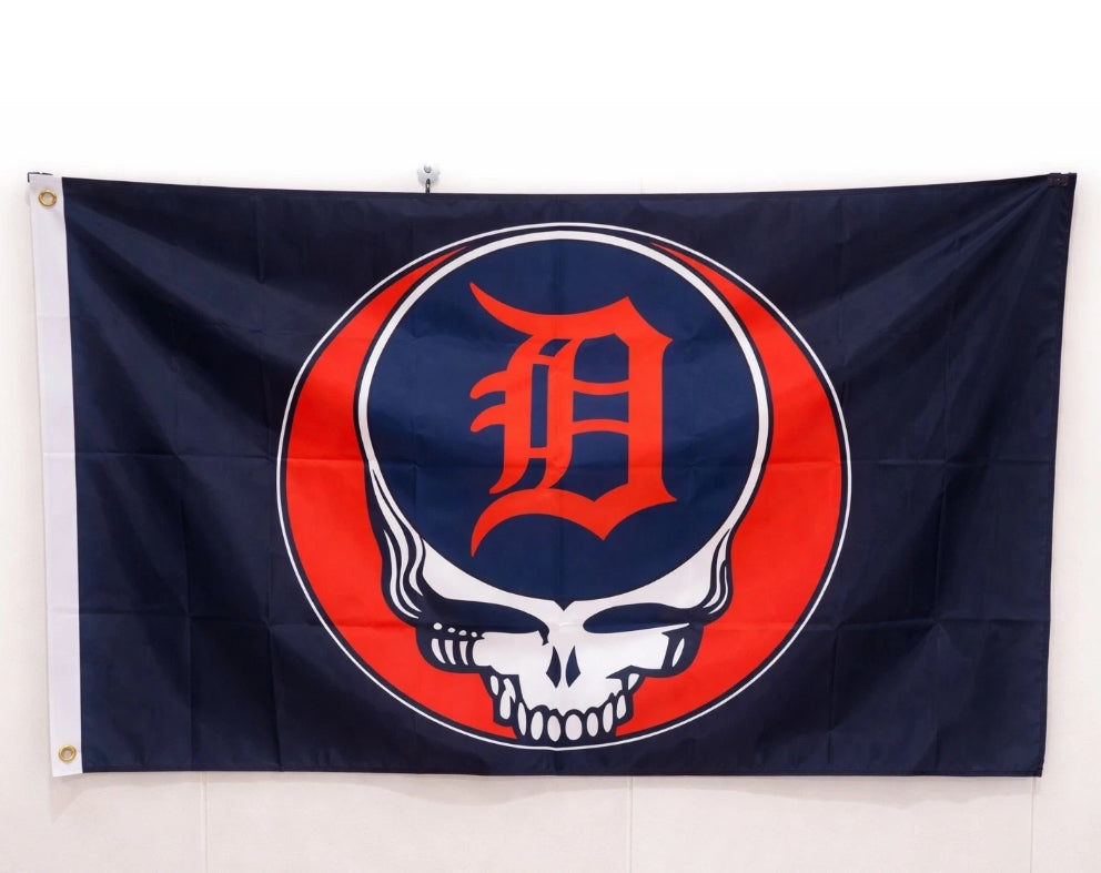 Detroit Tigers Grateful Dead 3'x5' Flag NEW FREE SHIPPING